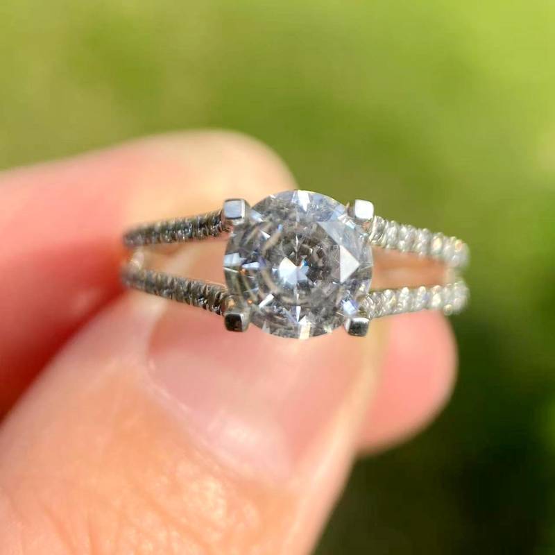 14K Weißgold Diamant Semi Mount Ring Rund - Verlobung Hochzeit von Qrystaljewelry