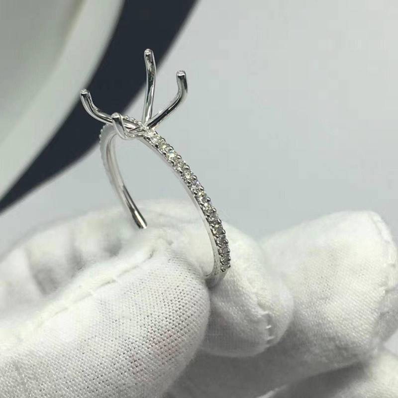 14K Weißgold Diamant Verlobungsring Semi Mount 8 Mm Rund von Qrystaljewelry