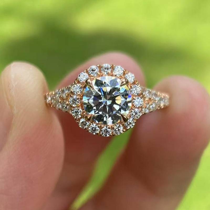 14K Weißgold Halo Verlobungsring Einstellung - 6.5 Mm Rund Diamant von Qrystaljewelry