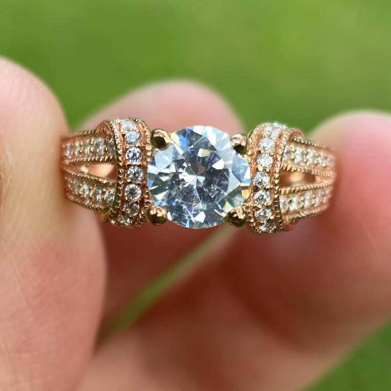 Brillant-Semi-Mount-Ring 14K Weißgold, Natürliche Diamant-Akzente von Qrystaljewelry