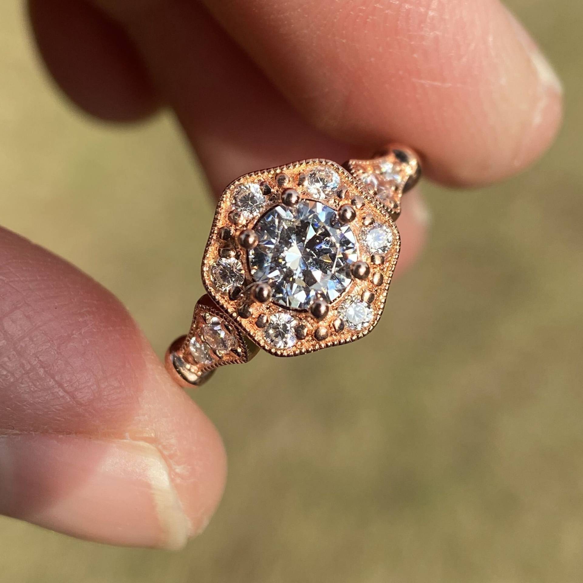 Diamant Verlobungsring 14K Rosegold Semi Mount Setting von Qrystaljewelry