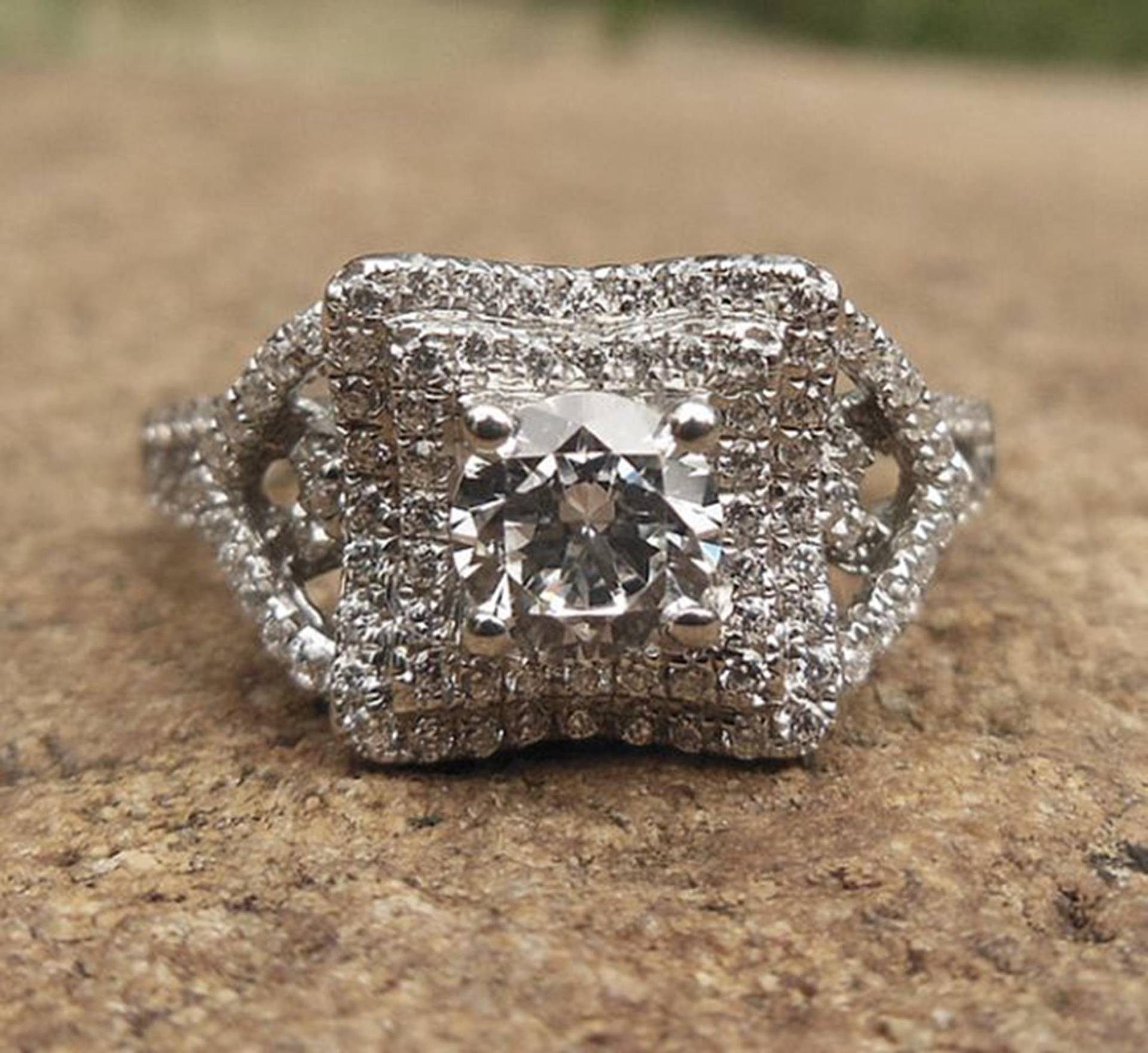 Item013-Solid 14K Weißgold Rund 5 Mm Semi Mount Ring/Verlobungsring von Qrystaljewelry