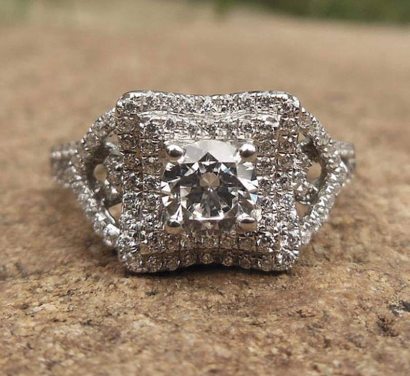 Item013-Solid 14K Weißgold Rund 5 Mm Semi Mount Ring/Verlobungsring von Qrystaljewelry