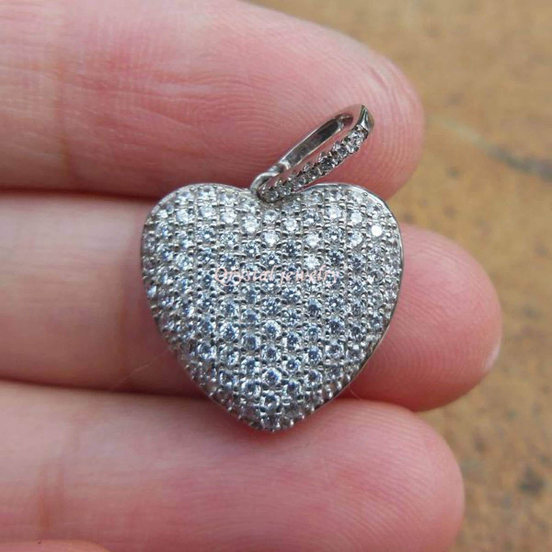 Massives 14K Weißgold Herz 16 X Mm Form Anhänger/Modeanhänger von Qrystaljewelry