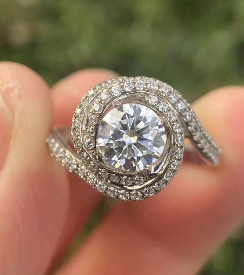 Rund 6 Mm in Massivem 14K Weißgold Semi Mount Ring/Diamant Verlobungsring von Qrystaljewelry