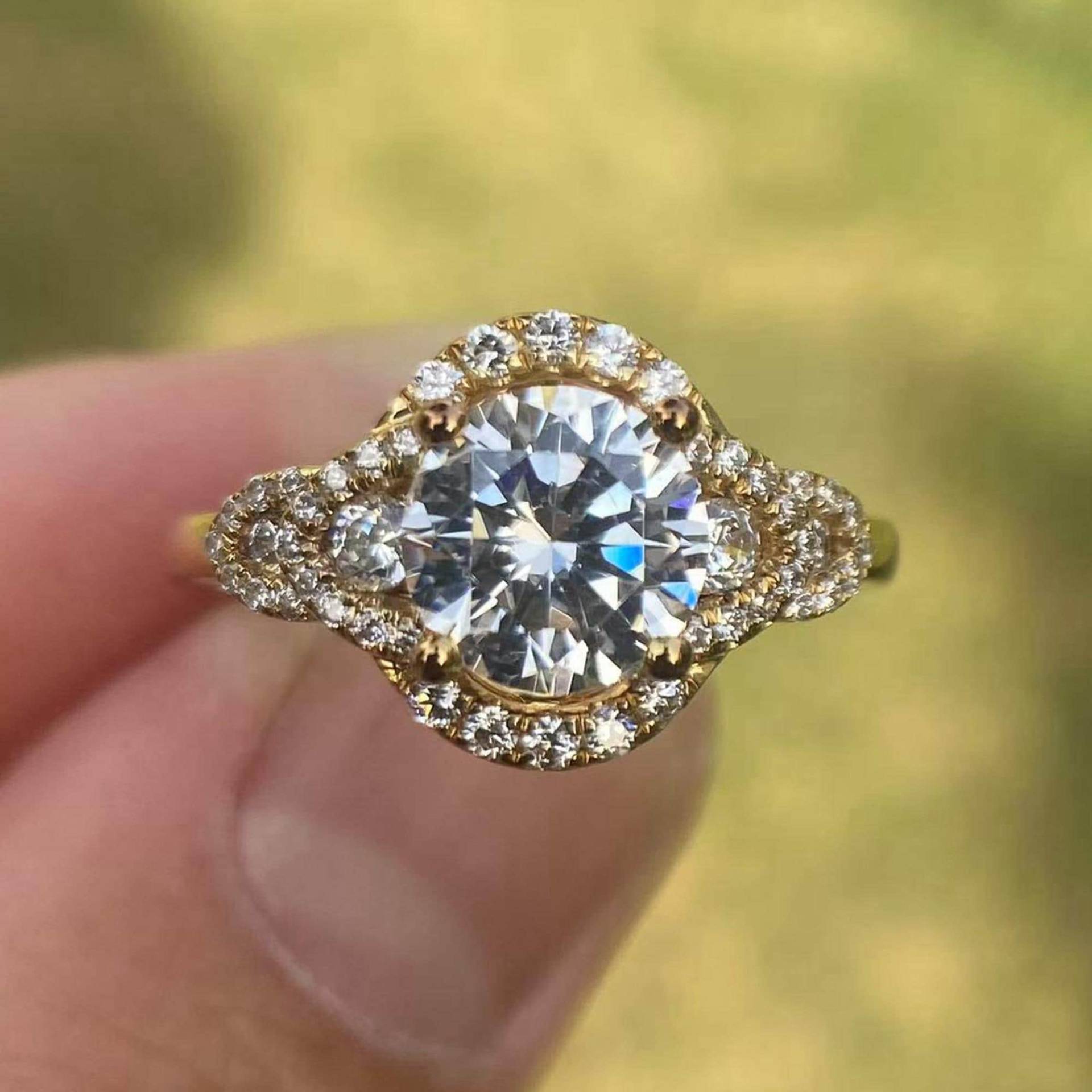 Rund 7 Mm Diamant Verlobungsring, 14K Gelbgold, Semi Mount Ring von Qrystaljewelry