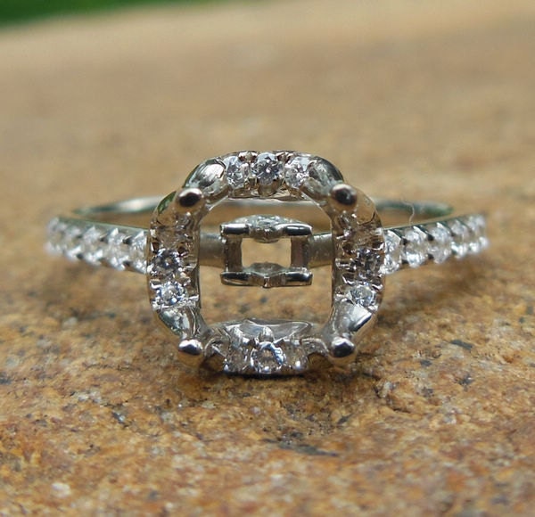 Solide 14K Weißgold 6 Mm Rund Mode Verlobung & Hochzeit Halb Montierten Ring/Diamantring von Qrystaljewelry