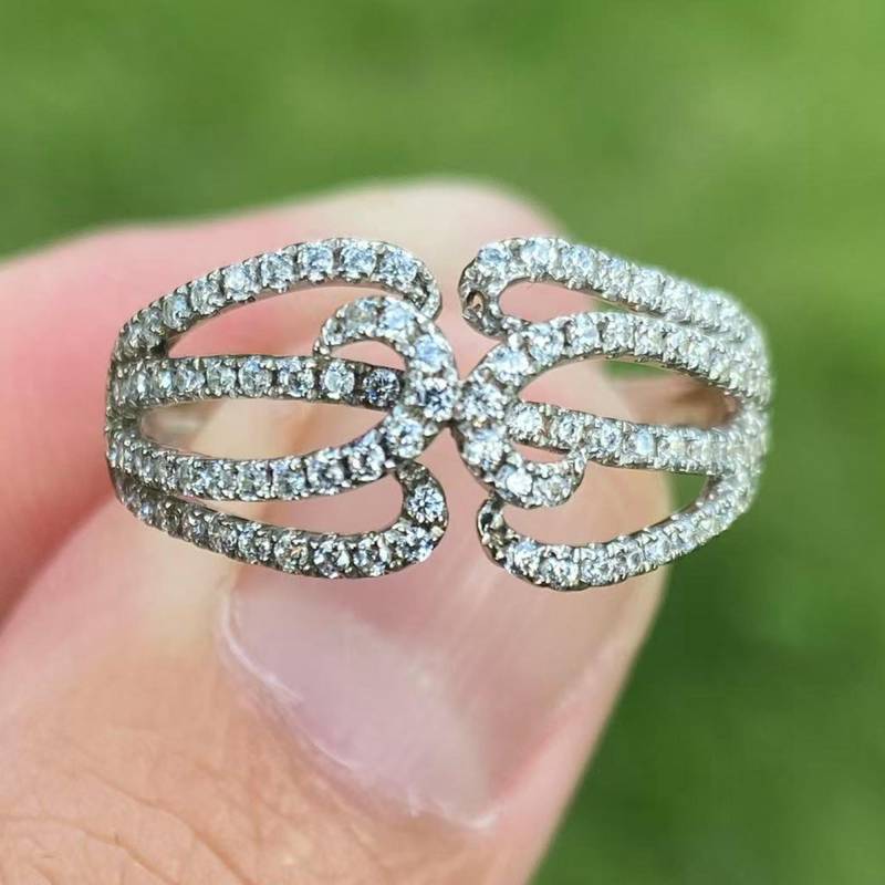 Solide 14K Weißgold Fashion Band/Hochzeitsring von Qrystaljewelry