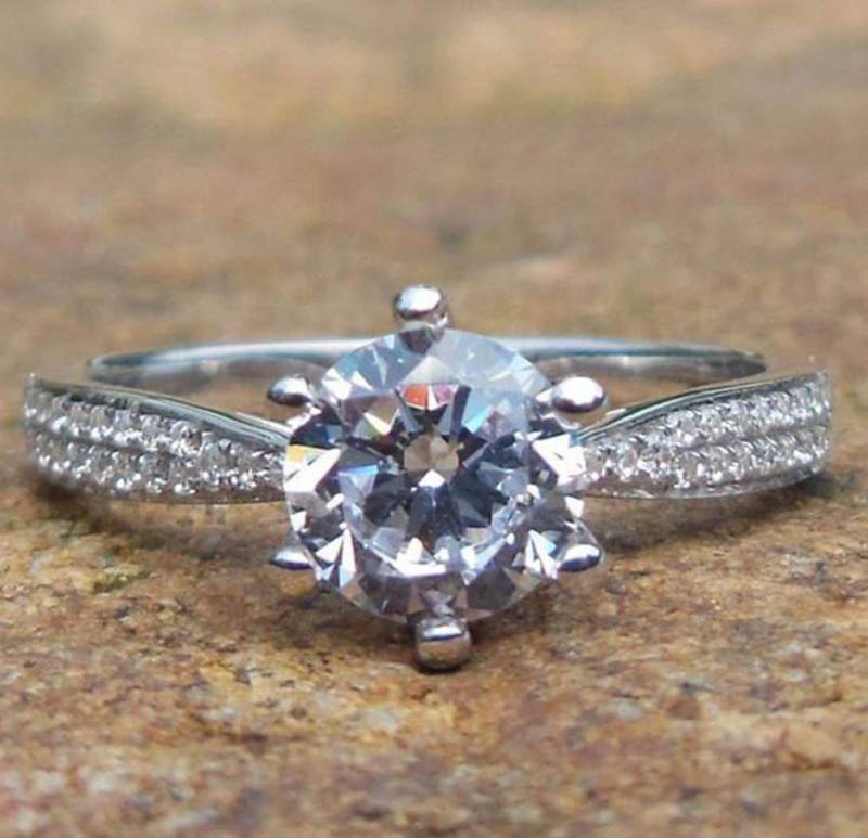 Solider 14K Weißgold-Mode-Verlobungs - Und Hochzeitsring/Diamantring von Qrystaljewelry