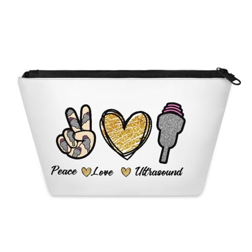 QsirBC Wasserdichte Make-up-Tasche, Reise-Kosmetiktasche, multifunktionaler Organizer für Reisen, Fitnessstudio, Camping, Geschenke für Frauen, Frieden, Ultraschall, Liebe von QsirBC