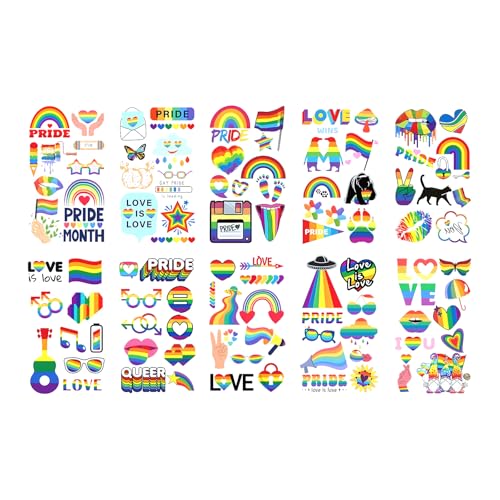 10 Iridenzentsfolien Stolz Vorübergehend Tätowierungen Für LGBTQ Feier Bachelorette Partys Regenbogen Körperkunst Aufkleber Disco Ball Body Art Sticker Aufkleber von Qsvbeeqj