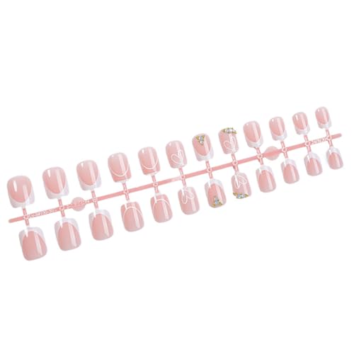 24 Stück Kurze Quadratische Nägel Zum Aufdrücken Mit Französischer Spitze Valentinsherz Vollständige Abdeckung Falsche Nägel Maniküre Nagelkunst Für Frauen von Qsvbeeqj