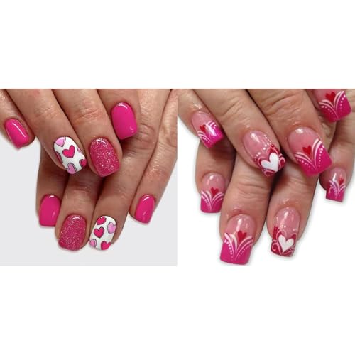 48 Stück Nägel zum Aufdrücken, quadratisch, zum Aufkleben, französische künstliche Nägel, Geschenke für Frauen und Mädchen von Qsvbeeqj