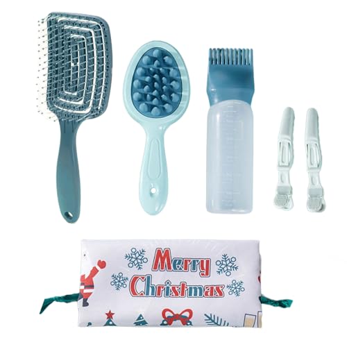 6-teiliges Weihnachts-Haarbürsten-Set, doppelseitig, Kopfhaut-Massagekamm, Haarstylingkamm, Haar-Accessoires für Damen von Qsvbeeqj