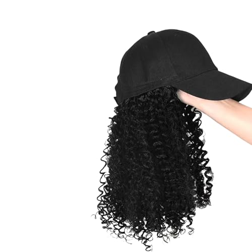 Afro Lockige Perücken Von Frauen Befestigte Baseballhut Haarteil Haarverlängerungen Weiche Leichte Synthetische Haarstücksschraube Perücken Combo von Qsvbeeqj