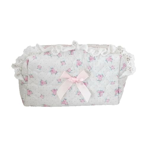 Aufbewahrungs-Organizer aus Baumwollstoff in eleganten Rosen-Designs, ideal für Damen-Toilettenartikel, Schmuck, Reisezubehör, Baumwoll-Make-up-Tasche von Qsvbeeqj