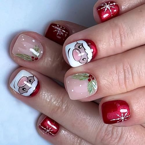 Cartoon Weihnachtsmann Falsche Nägel Vollständige Abdeckungen Aufklebende Nägel Weihnachten Press On Nails Künstliche Nägel Für Frauen Und Mädchen von Qsvbeeqj