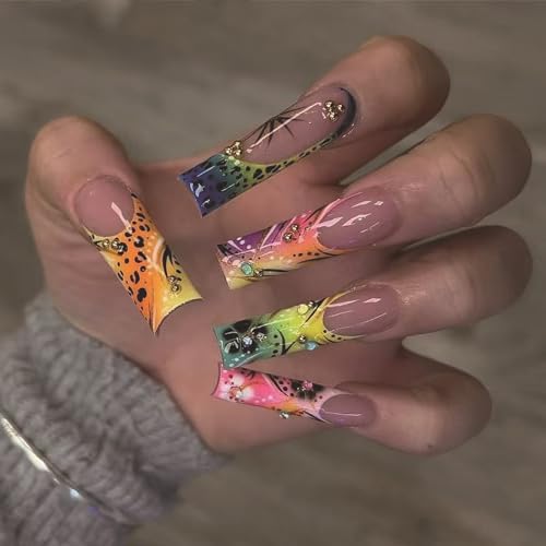 Drücken Sie Auf Nägel Ballerinas Coffin Gefälschte Nägel Französisch Full Covers Acryl False Nails Design Gefälschte Nägel Für Frauen Und Mädchen Design Falscher Nagel von Qsvbeeqj