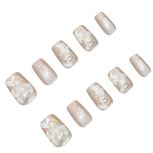 Drücken Sie Auf Nägeln Quadratische Gefälschte Nägel Mit Floralen Designs Katzen Augen Glänzender Stock Auf Nägeln Kleber Auf Acrylnägeln Für Frauen Kleber Auf Nagel von Qsvbeeqj