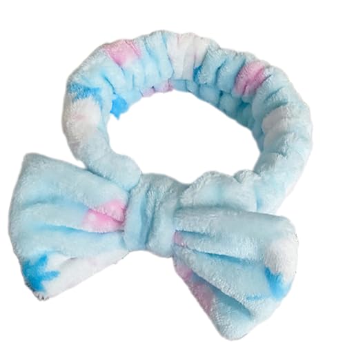 Elastisches Haarband mit Schleife, Plüsch, für Damen und Mädchen, für Make-up und Gesichtswaschzubehör, Haarband von Qsvbeeqj