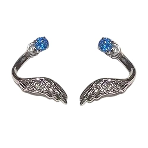 Elegante verdrehte Piercing Ohrringe in Form eines Flügels glitzernde Steine Ohrknochen Nägel Stil Schmuck für Frauen empfindliche Ohren verdreht Ohrstecker, One Size, Wie beschrieben, Wie beschrieben von Qsvbeeqj
