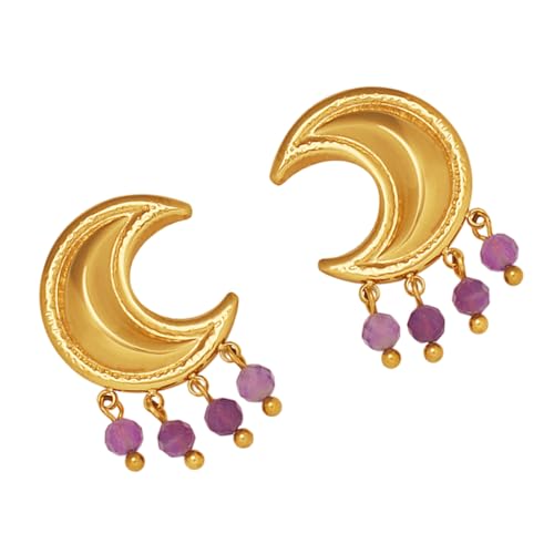 Französisches Design Amethyst Moon Ohrringe Premium Stahl Leichter Eleganter Ohrschmuck Für Party Und Abendempfindlichkeitsfreundlicher Ohrringe von Qsvbeeqj
