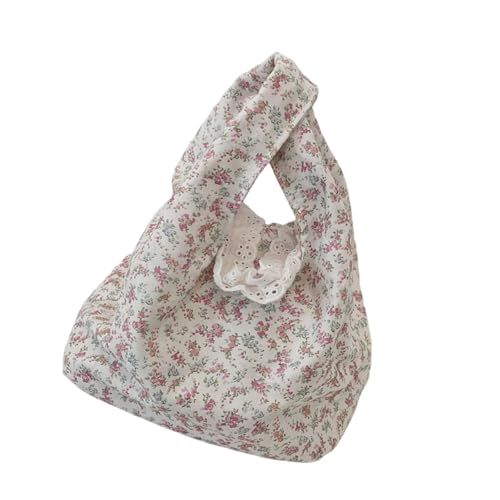 Freundliche Stoffblumenknoten-Mehrzweck-Tasche dekorative Blumenmuster Abendtaschen geeignet für Arbeit oder Dating Bequemer Griff Tasche für den täglichen Gebrauch, A, One Size von Qsvbeeqj