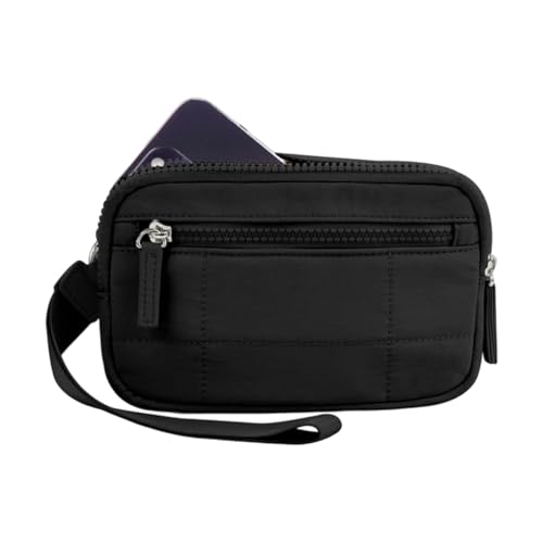 Gesteppte Geldbörse für Damen mit Schlüsselanhänger und Reißverschluss, Münzfach, Kreditkartenhalter, Geldbörse für Reisen, gesteppte Handgelenk-Clutch, Schwarz , Mass Beauty Gesteppte Geldbörse für Damen mit Schlüsselanhänger und Reißverschluss, Münzfach, Kreditkartenhalter, Geldbörse für Reisen, gesteppte Handgelenk-Clutch, Schwarz , Mass Beauty von Qsvbeeqj