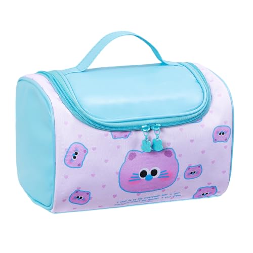 Große Kapazität, wasserabweisend, PU-Kosmetik-Organizer für Reisen, tragbar, schöne Aufbewahrungstasche mit verstellbarem Griff, niedlich, farbblockierend, Make-up-Organizer, B, Einheitsgröße von Qsvbeeqj