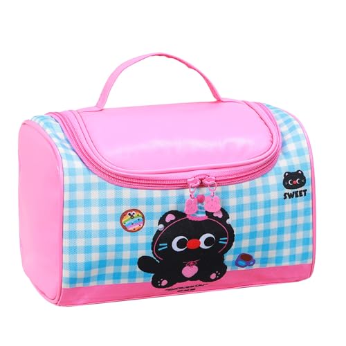 Große Kapazität, wasserabweisend, PU-Kosmetik-Organizer für Reisen, tragbar, schöne Aufbewahrungstasche mit verstellbarem Griff, niedlich, farbblockierend, Make-up-Organizer, a, Einheitsgröße von Qsvbeeqj