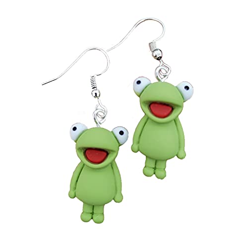 Grüne Frosch-Anhänger-Ohrringe für Frauen, Accessoires, Schmuck für Frosch, einfache kleine baumelnde Ohrringe, trendiger P-Frosch-Anhänger von Qsvbeeqj