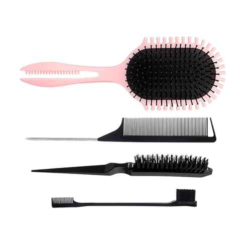 Haarbürste mit Haarstyling-Kamm-Set für Damen und Herren, Entwirrungsbürsten, Teasing-Bürste, Ratt-Schwanz, Kamm und Kanten, Borsten-Set von Qsvbeeqj