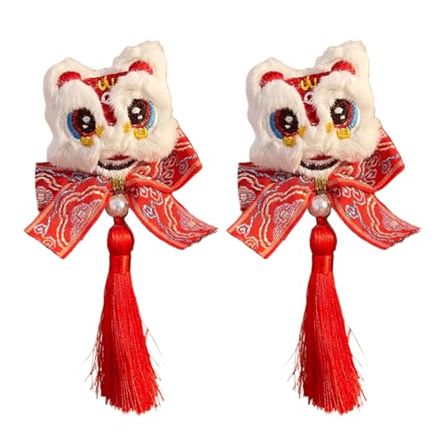 Haarspange mit Pompons für Neujahr, süßes Neujahr, flache Haarspange, Quasten, elegante Haarspange für Bündel von Qsvbeeqj