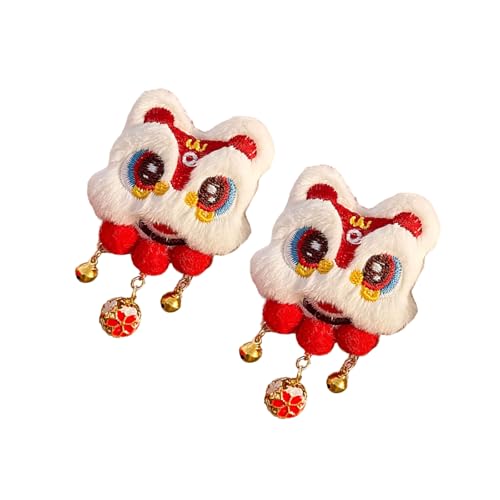 Haarspange mit Pompons für Neujahr, süßes Neujahr, flache Haarspange, Quasten, elegante Haarspange für Bündel von Qsvbeeqj