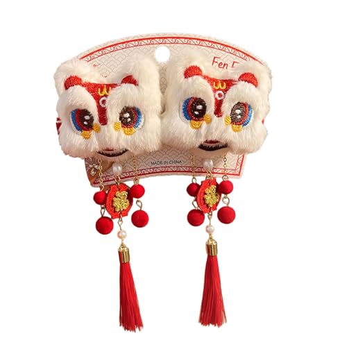 Haarspange mit Pompons für Neujahr, süßes Neujahr, flache Haarspange, Quasten, elegante Haarspange für Bündel von Qsvbeeqj