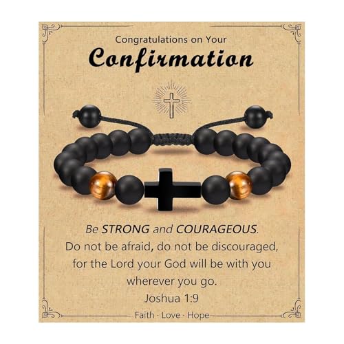 Jungen Religiöse Kreuze Armband Einstellbare Perlendesigns Für Podson Enkel Bestätigungszeremonie Geschenke Präsentieren Tigers Eye Stone Armband von Qsvbeeqj