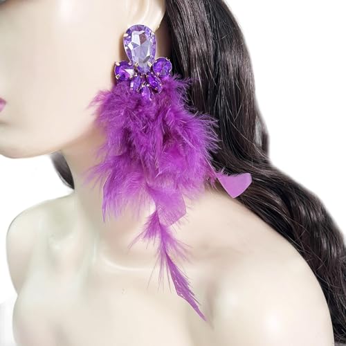 Kristall Gefiedertes Drop Ohr Schmuck Handgefertigt Extra Dangle Ohrringe Stilvolle Ergänzung Zum Täglichen Oder Abendlichen Aussehen Elegante Federohrringe von Qsvbeeqj