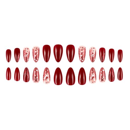 Künstliche Nägel zum Aufkleben, für Damen und Mädchen, Mandel-Nägel, zum Aufkleben, zum Aufdrücken von Qsvbeeqj