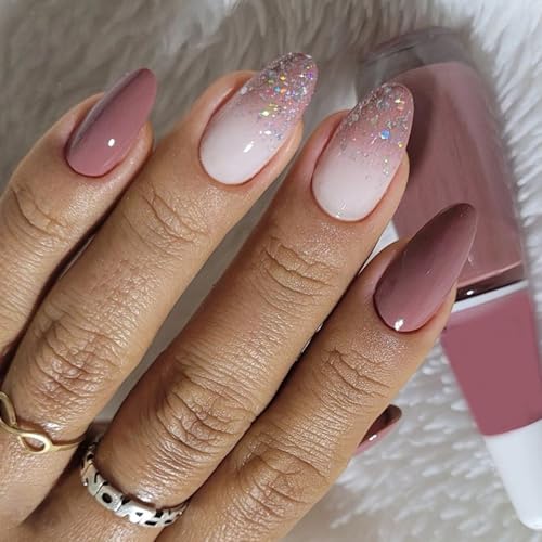 Künstliche Nägel zum Aufkleben, für Damen und Mädchen, Mandel-Nägel, zum Aufkleben, zum Aufdrücken von Qsvbeeqj