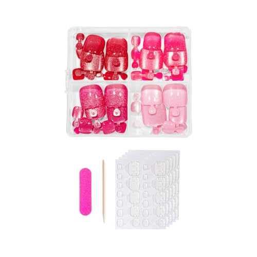 Künstliche Zehennägel zum Aufdrücken mit Acrylmuster, künstliche Zehennägel zum Aufkleben auf Zehennägel, für Frauen, französische Spitze von Qsvbeeqj