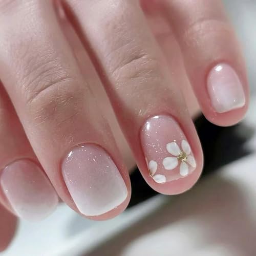 Kurzquadratische Presse Auf Nägeln Französische Spitzen Gefälschte Nägel Voller Nägel Mit Blumenentwürfen Künstliche Acrylnägel Acrylklessche Auf Nagel Für Frauen Klar von Qsvbeeqj