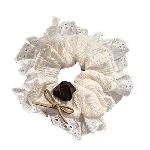 Lacy Haargummi, elastische Haargummis, französische Haarringe für elegante Hochsteckfrisuren, geeignet für langes Haar, Kaffee von Qsvbeeqj