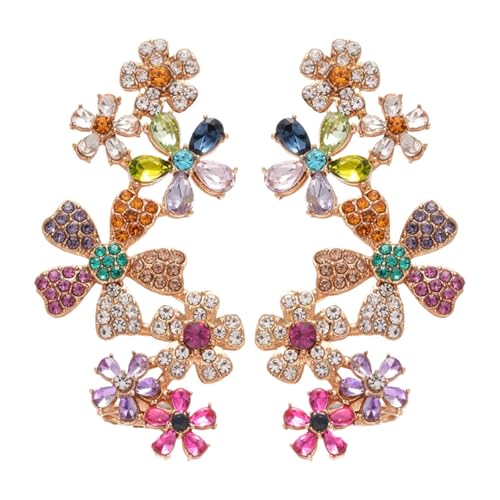 Luxuriöse Goldene Tonblume Form Ohrringe Schimmernde Kristalle Für Besondere Anlässe Night Out Event Geschenk Ihr Elegante Dangle Ohrringe Täglich Kleidung von Qsvbeeqj