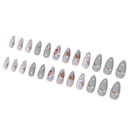 Mandel-Nägel zum Aufdrücken, künstliche Nägel, zum Aufkleben, Farbverläufe, Acrylnägel, 12 Größen, 24 Stück, für Frauen und Mädchen von Qsvbeeqj