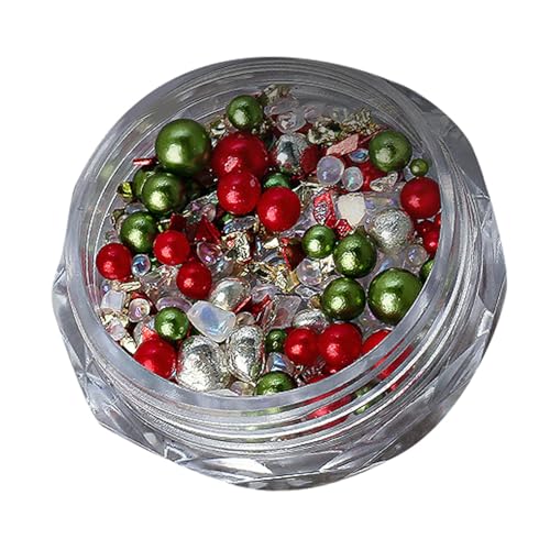Mix Perlen und Strasssteine, flache Rückseite, Strasssteine und Perlen für Becher, Schuhe, Nägel, Kunst, verschiedene Größen, Weihnachtsanhänger von Qsvbeeqj
