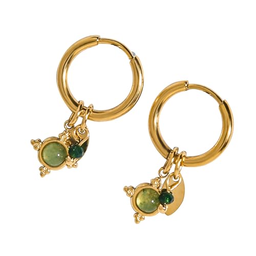 Moderne Wendungen Sperren Aventurine Steinohrklammern Atmungsaktives Leichtes Design Dangle Bolzen Office Party Schmuck Tragbare Modezubehör von Qsvbeeqj