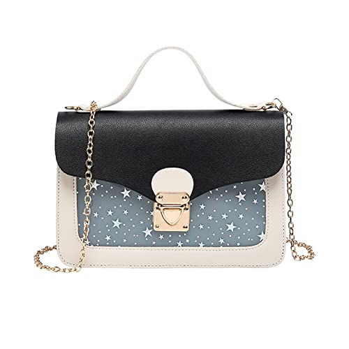 Modische Stern Umhängetasche für Frauen PU Crossbody Tasche Damen kleines Quadrat Paket Mädchen Taschen Damen PU Schulter Mode Stern Crossbody Tasche quadratisch Paket, sc schwarz von Qsvbeeqj