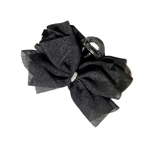 Modischer Netz-Tüll mit großen Schleifen, Greifclip, eleganter Retro-Pferdeschwanz, Haarnadel, Kopfschmuck, stilvolles Mädchen-Haar-Accessoire von Qsvbeeqj