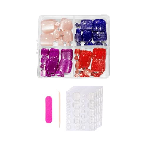 Nagel Presse Quadratisch Glänzend Französische Spitze künstliche Zehennägel mit Design Acryl künstliche Fingernägel Fußnägel Zehennägel für Frauen Französisch von Qsvbeeqj