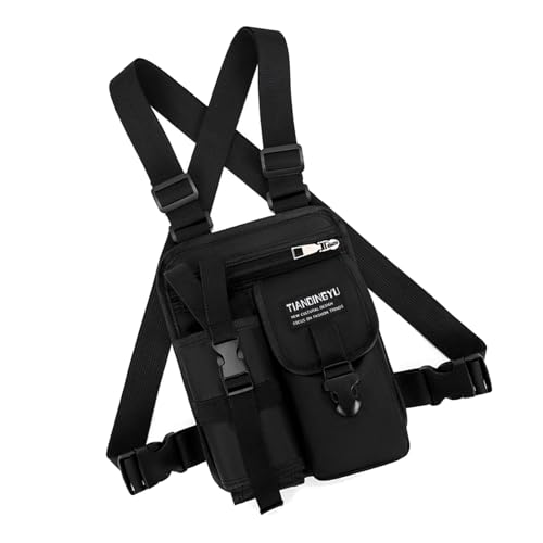 Outdoor-Sport-Brusttasche für Herren, wasserabweisend, Laufweste, Taschen mit Handyhalterung, für Wandern, Workout, Tasche für Herren, Schwarz , Mass Beauty Outdoor-Sport-Brusttasche für Herren, wasserabweisend, Laufweste, Taschen mit Handyhalterung, für Wandern, Workout, Tasche für Herren, Schwarz , Mass Beauty von Qsvbeeqj